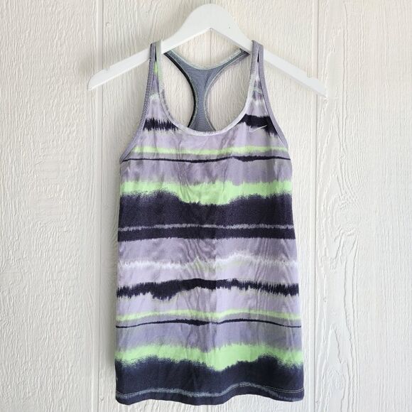 Nike Gray Stripped Tank top - Picture 1 of 3